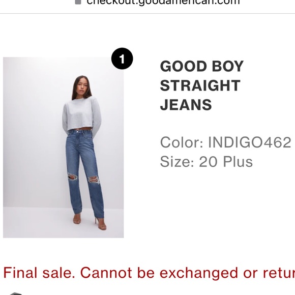 NWT Good American GOOD BOY STRAIGHT JEANS, size 20 - Picture 11 of 15